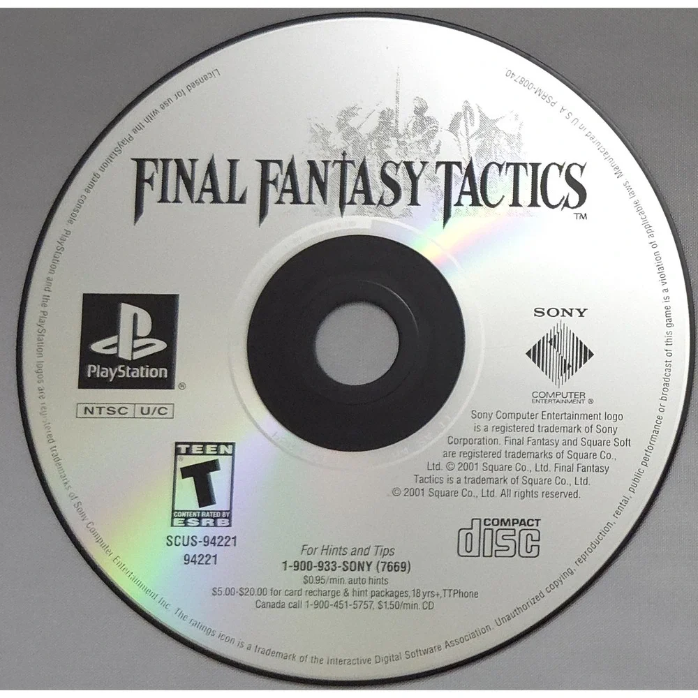 Final Fantasy Tactics - PS1 - Greatest Hits‎ - Disc & Case - Cleaned & Tested